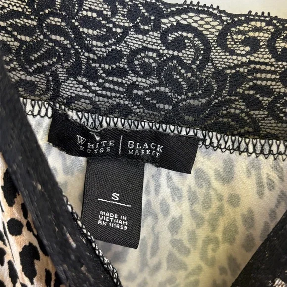 White House Black Market Animal Print & Black Lace Chemise/slip Sz Small - Picture 2 of 8